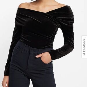 Express  Velvet Off the shoulder; Asymmetrical  Bodysuit